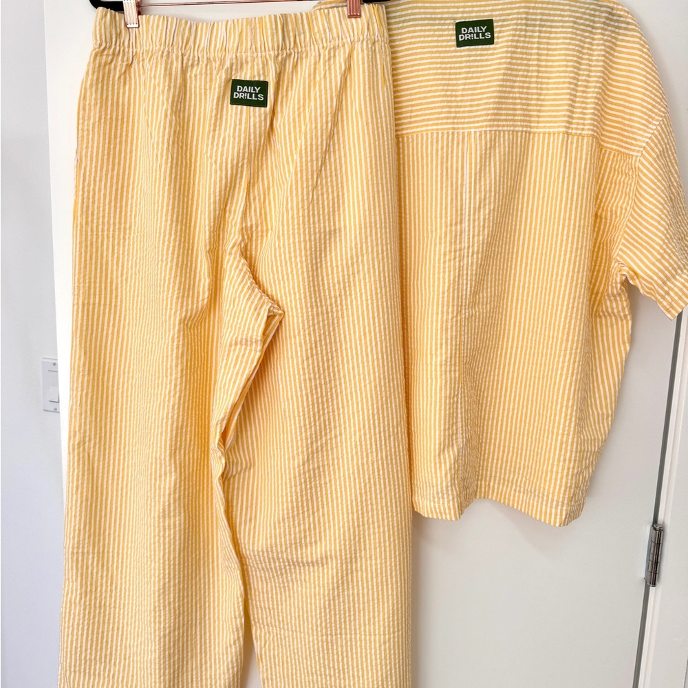 Daily Drills Yellow Striped Pajama Set - Picture 5 of 13